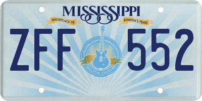 MS license plate ZFF552