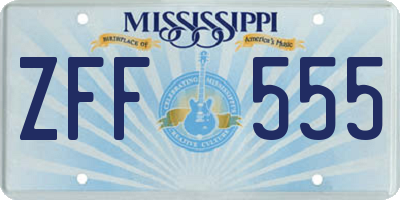 MS license plate ZFF555