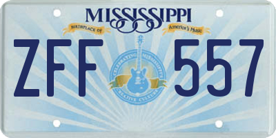 MS license plate ZFF557