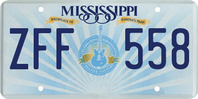 MS license plate ZFF558