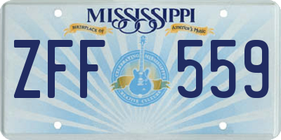 MS license plate ZFF559