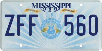 MS license plate ZFF560