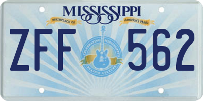 MS license plate ZFF562
