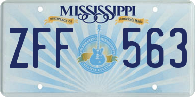 MS license plate ZFF563