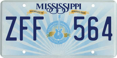 MS license plate ZFF564