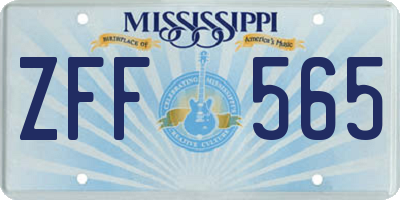 MS license plate ZFF565