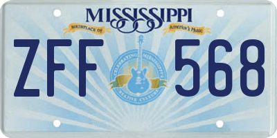 MS license plate ZFF568