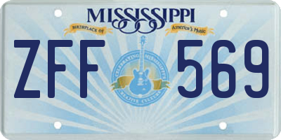 MS license plate ZFF569