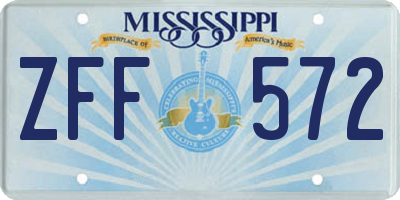 MS license plate ZFF572