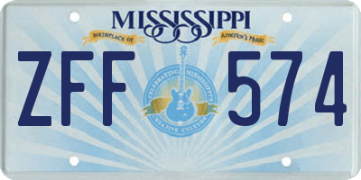MS license plate ZFF574