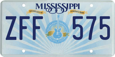 MS license plate ZFF575