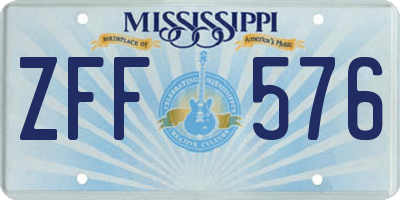 MS license plate ZFF576