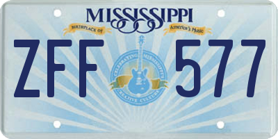 MS license plate ZFF577