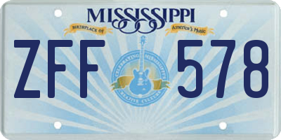 MS license plate ZFF578