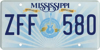 MS license plate ZFF580