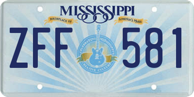 MS license plate ZFF581