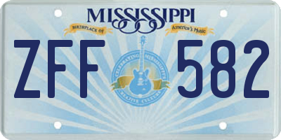 MS license plate ZFF582