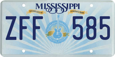 MS license plate ZFF585