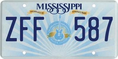 MS license plate ZFF587
