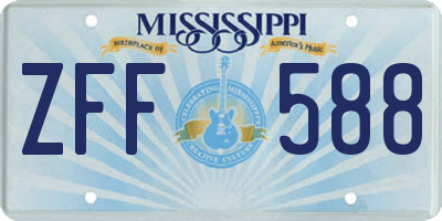 MS license plate ZFF588