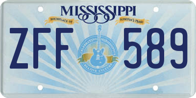 MS license plate ZFF589