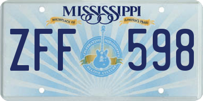 MS license plate ZFF598