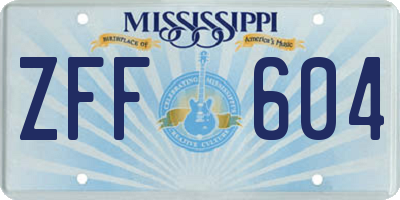 MS license plate ZFF604