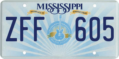 MS license plate ZFF605