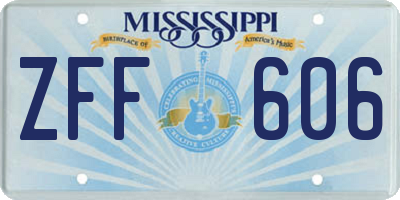MS license plate ZFF606