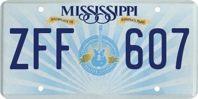 MS license plate ZFF607