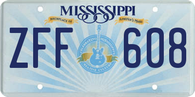 MS license plate ZFF608