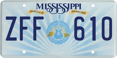 MS license plate ZFF610