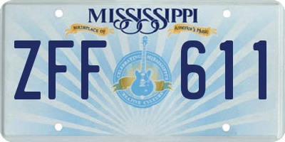MS license plate ZFF611