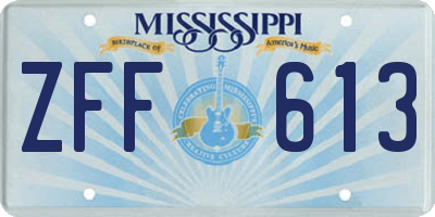 MS license plate ZFF613