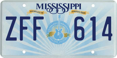 MS license plate ZFF614