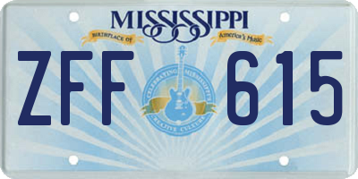 MS license plate ZFF615