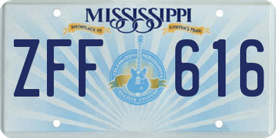 MS license plate ZFF616