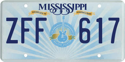 MS license plate ZFF617