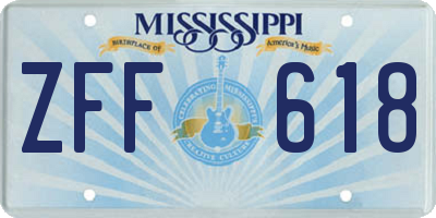 MS license plate ZFF618