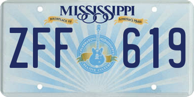 MS license plate ZFF619