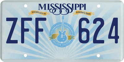 MS license plate ZFF624
