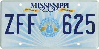 MS license plate ZFF625