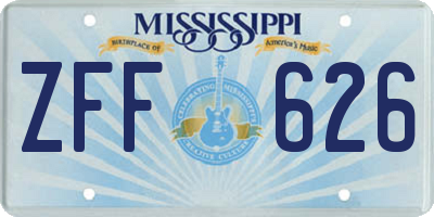 MS license plate ZFF626