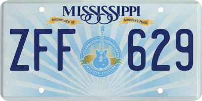 MS license plate ZFF629