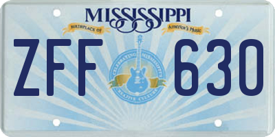 MS license plate ZFF630