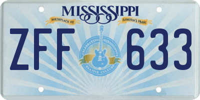 MS license plate ZFF633