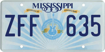 MS license plate ZFF635