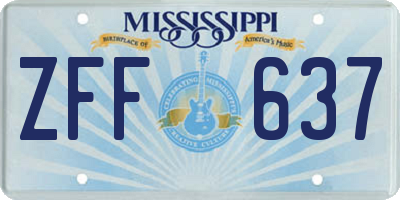 MS license plate ZFF637