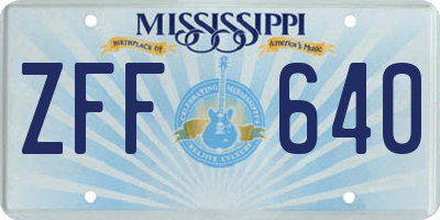 MS license plate ZFF640