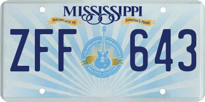 MS license plate ZFF643